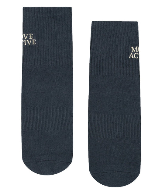 Move Active Crew Non Slip Grip Socks - Signature Ink