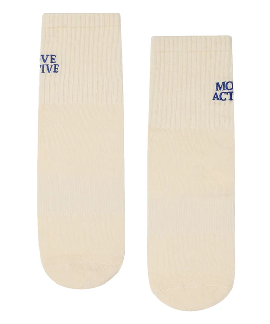 Move Active Crew Non Slip Grip Socks - Signature Vanilla