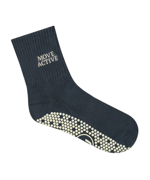 Move Active Crew Non Slip Grip Socks - Signature Ink