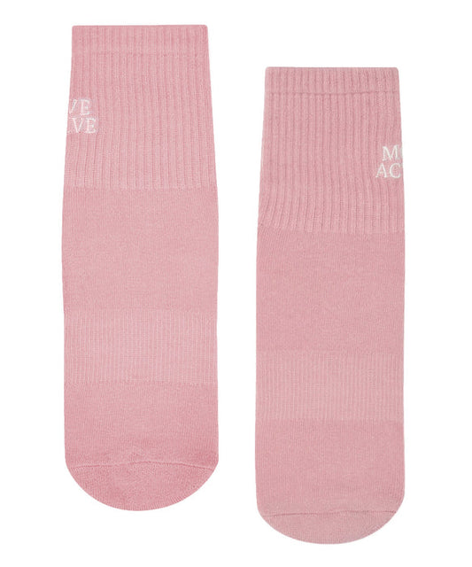 Move Active Crew Non Slip Grip Socks - Signature Mauve